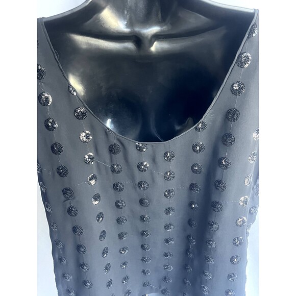 Milly Black Short Sleeve Sequined Dot Tee Scoop Back Blouse Size 2 Party Basics - Picture 7 of 12